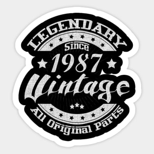 Legendary Since 1987. Vintage All Original Parts Sticker